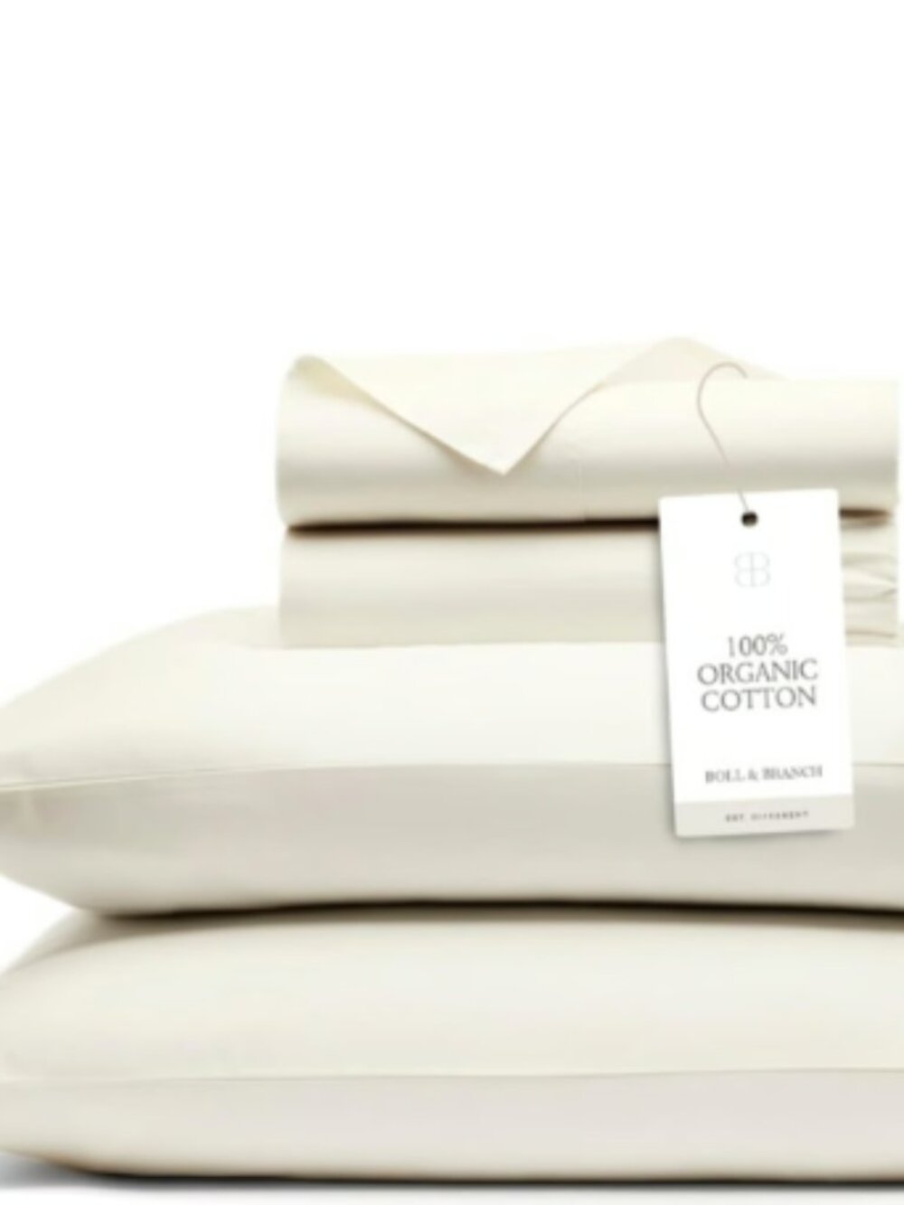 BOLL & BRANCH Signature Hemmed CREAM KING 4PCS Sheet Set -100% Organic Cotton.